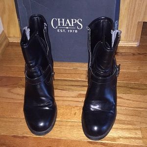 Chaps Boots Dena Black Booties Thick Heel